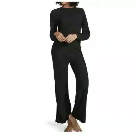 NWOT Women's Black BB DAKOTA Ribbed 2 Piece Lounge Set Stretch SIZE Small - Picture 1 of 4
